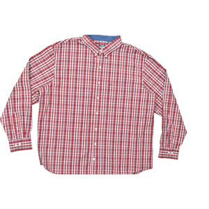 Izod Men's Plaid Button Down Shirt Long Sleeve Size 2XLT Red Big & Tall Cotton